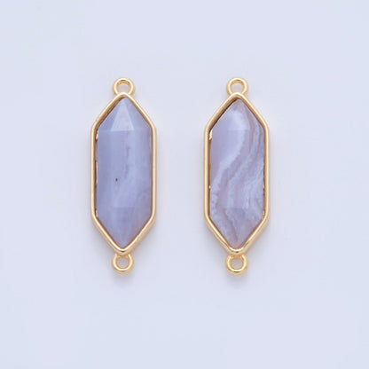 18K Gold Filled Natural Gemstone Hexagon Pendant | Y035 - Y044