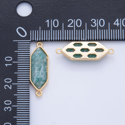 18K Gold Filled Natural Gemstone Hexagon Pendant | Y035 - Y044