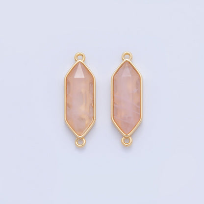 18K Gold Filled Natural Gemstone Hexagon Pendant | Y035 - Y044