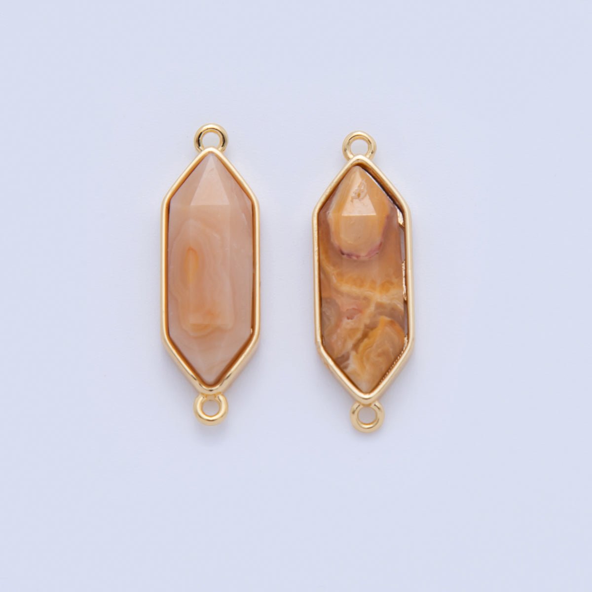 18K Gold Filled Natural Gemstone Hexagon Pendant | Y035 - Y044