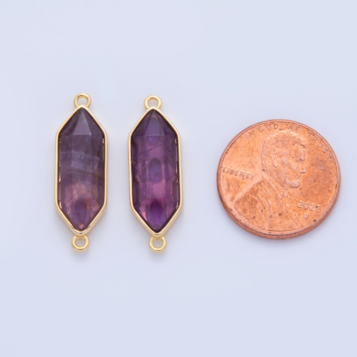 18K Gold Filled Natural Gemstone Hexagon Pendant | Y035 - Y044