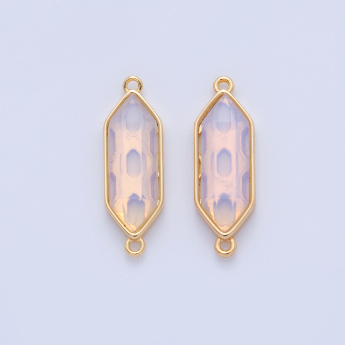 18K Gold Filled Natural Gemstone Hexagon Pendant | Y035 - Y044
