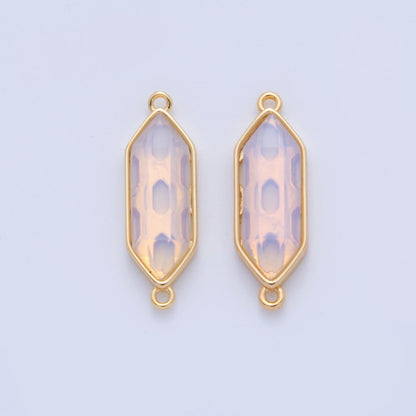 18K Gold Filled Natural Gemstone Hexagon Pendant | Y035 - Y044