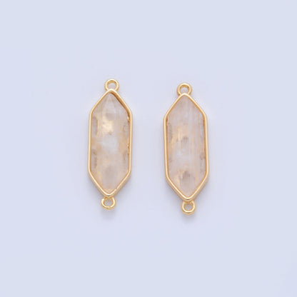 18K Gold Filled Natural Gemstone Hexagon Pendant | Y035 - Y044