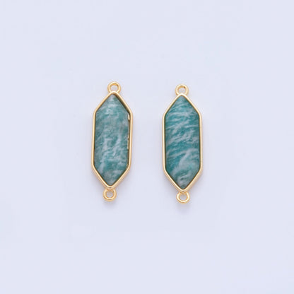 18K Gold Filled Natural Gemstone Hexagon Pendant | Y035 - Y044