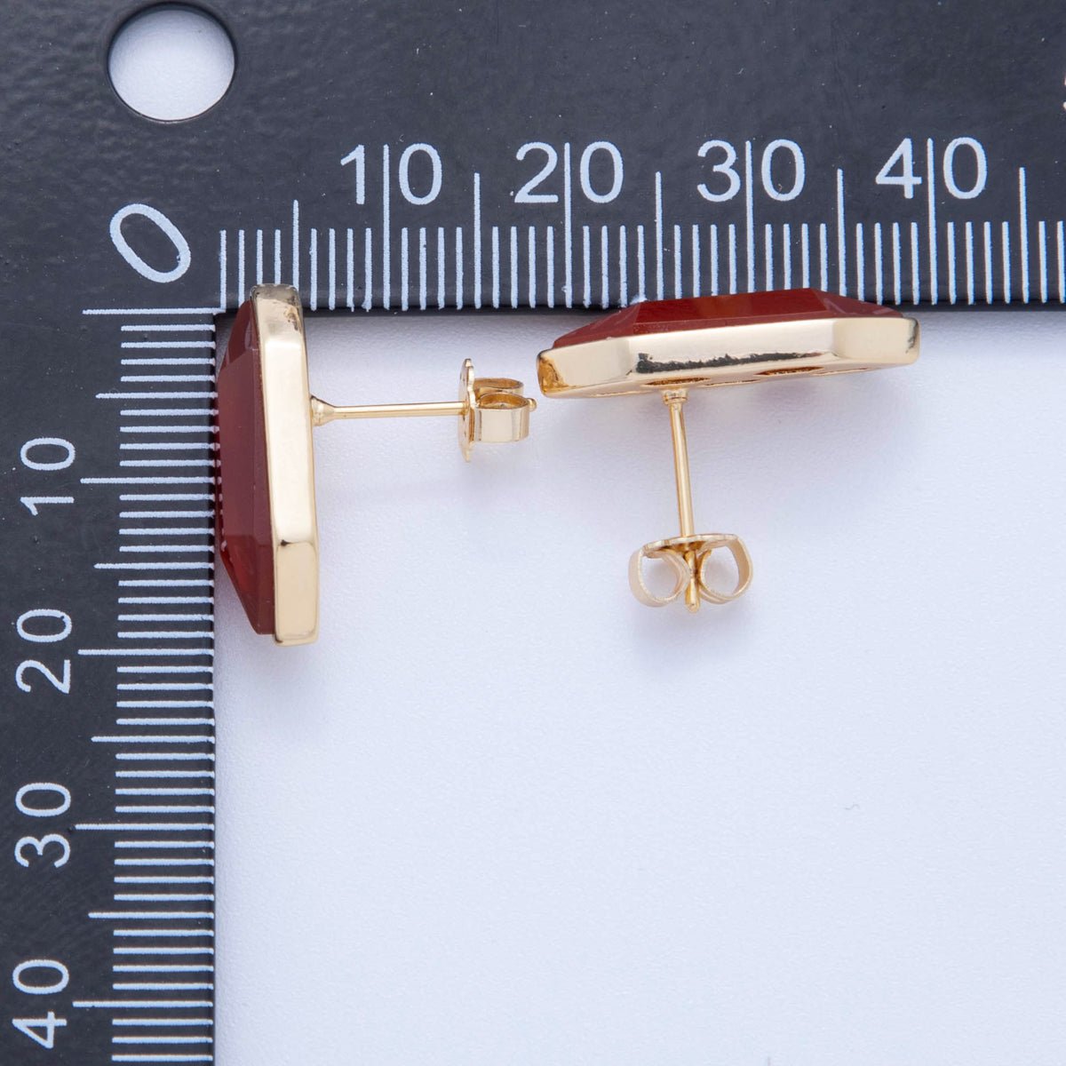18K Gold Filled Natural Gemstone Hexagon Stud Earrings | Q037 - Q262