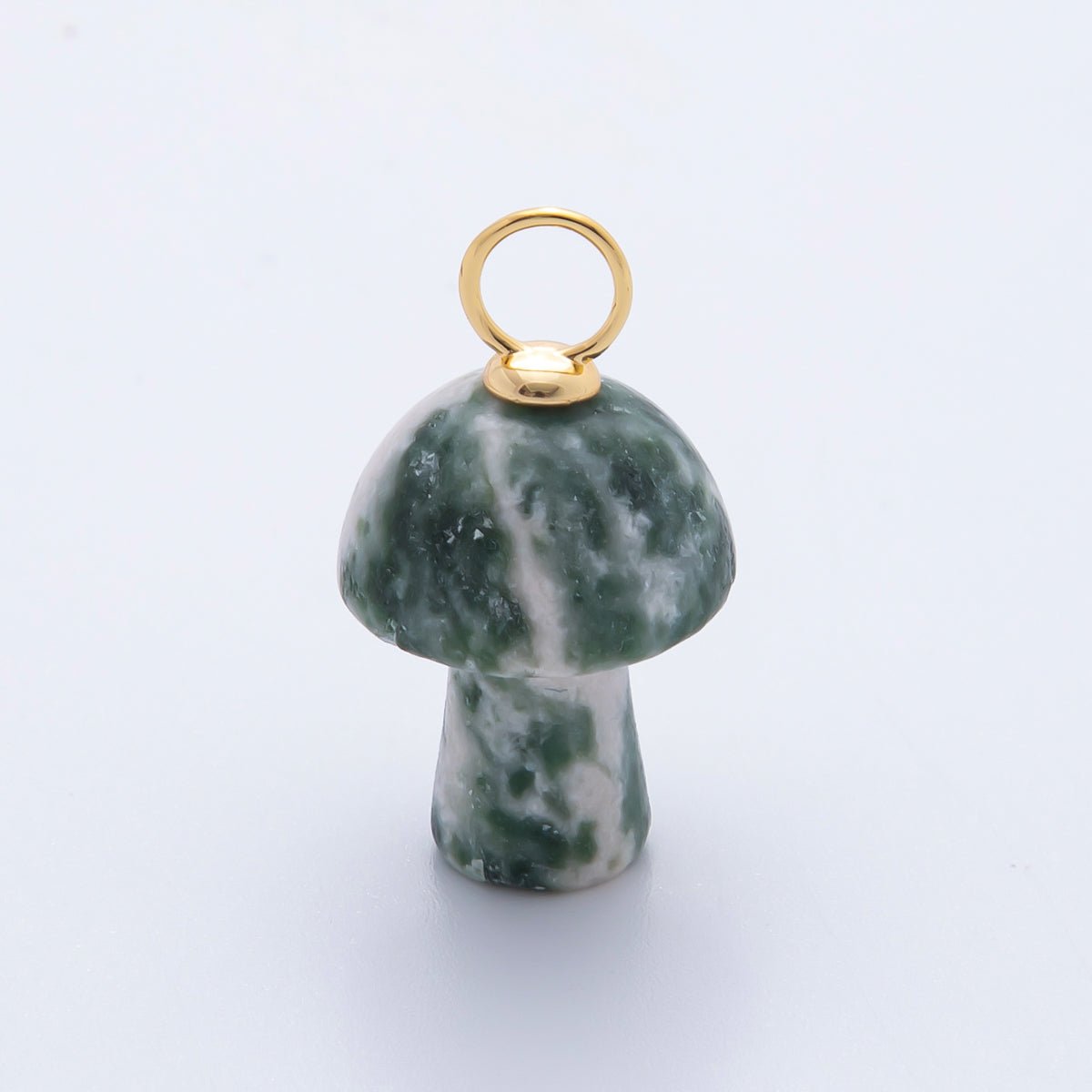 18K Gold Filled Natural Gemstone Mushroom Drop Charm | E404 - E416