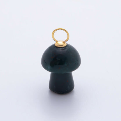 18K Gold Filled Natural Gemstone Mushroom Drop Charm | E404 - E416