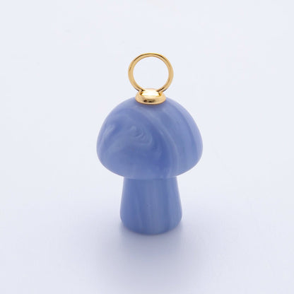 18K Gold Filled Natural Gemstone Mushroom Drop Charm | E404 - E416