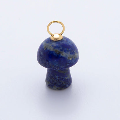 18K Gold Filled Natural Gemstone Mushroom Drop Charm | E404 - E416