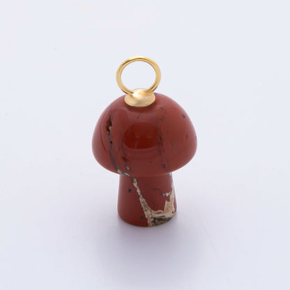 18K Gold Filled Natural Gemstone Mushroom Drop Charm | E404 - E416