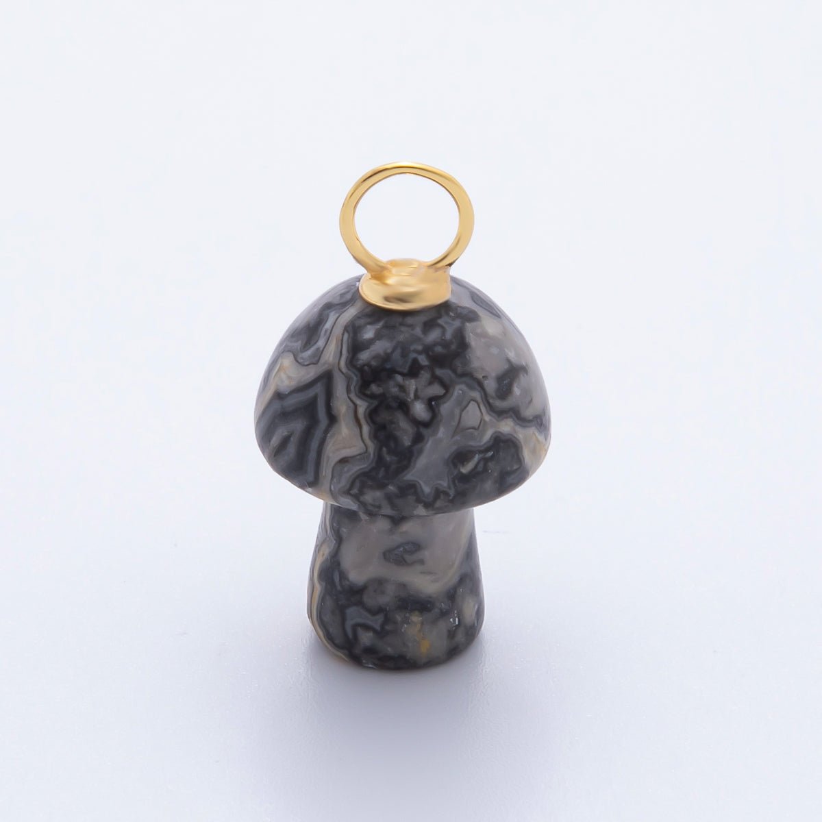 18K Gold Filled Natural Gemstone Mushroom Drop Charm | E404 - E416