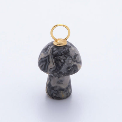 18K Gold Filled Natural Gemstone Mushroom Drop Charm | E404 - E416