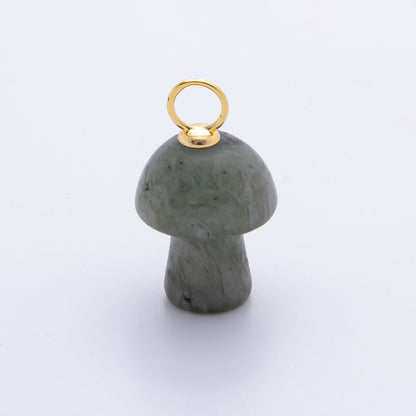18K Gold Filled Natural Gemstone Mushroom Drop Charm | E404 - E416