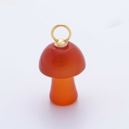 18K Gold Filled Natural Gemstone Mushroom Drop Charm | E404 - E416