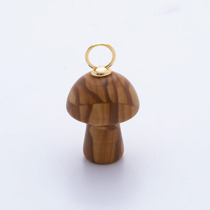 18K Gold Filled Natural Gemstone Mushroom Drop Charm | E404 - E416