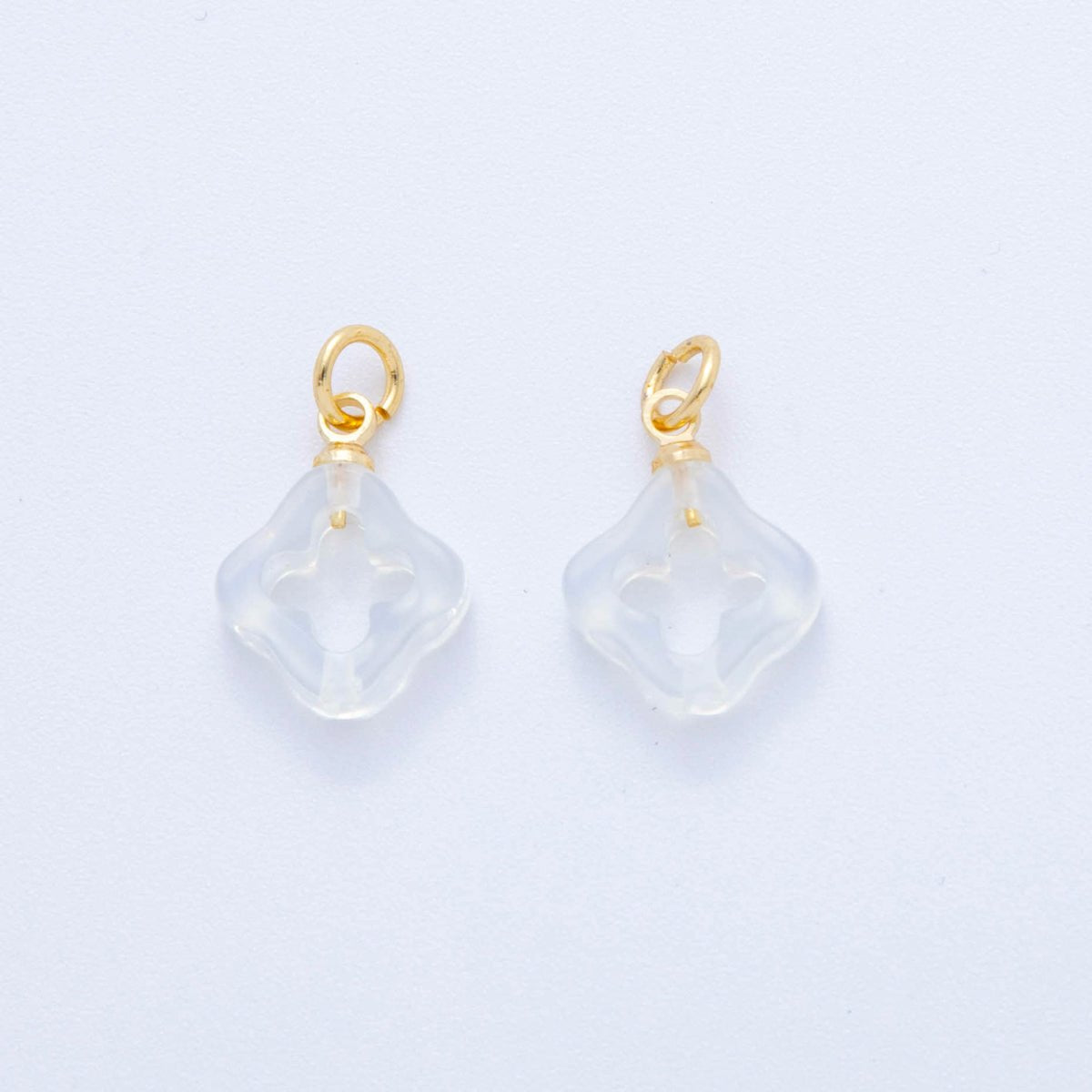 18K Gold Filled Natural Gemstone Open Quatrefoil Rhombus Charm | AF783 - AF786
