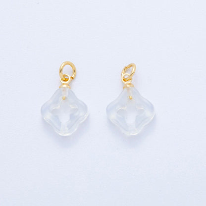18K Gold Filled Natural Gemstone Open Quatrefoil Rhombus Charm | AF783 - AF786