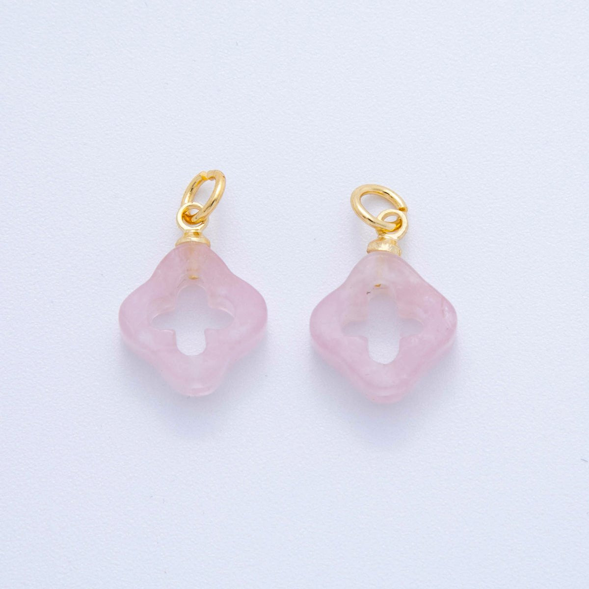 18K Gold Filled Natural Gemstone Open Quatrefoil Rhombus Charm | AF783 - AF786