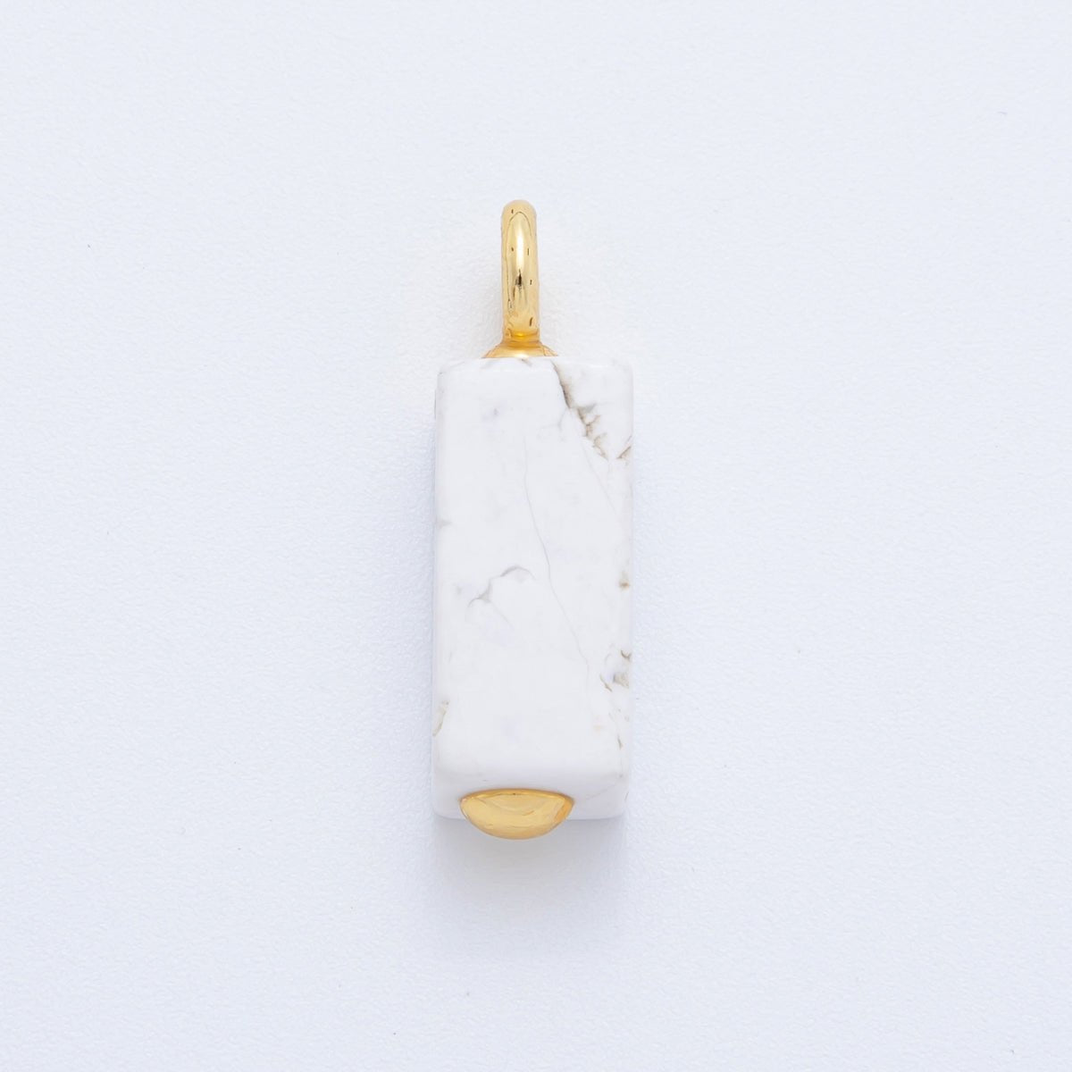 18K Gold Filled 30mm Natural Gemstone Rectangle Tube Charm | AF787 - AF790
