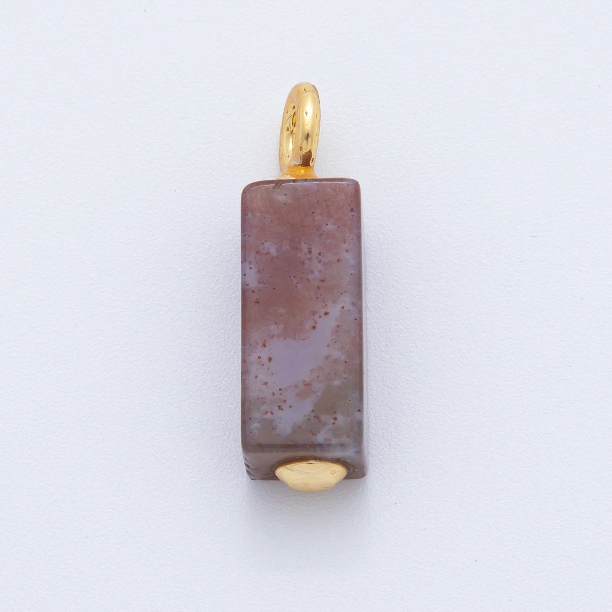 18K Gold Filled 30mm Natural Gemstone Rectangle Tube Charm | AF787 - AF790