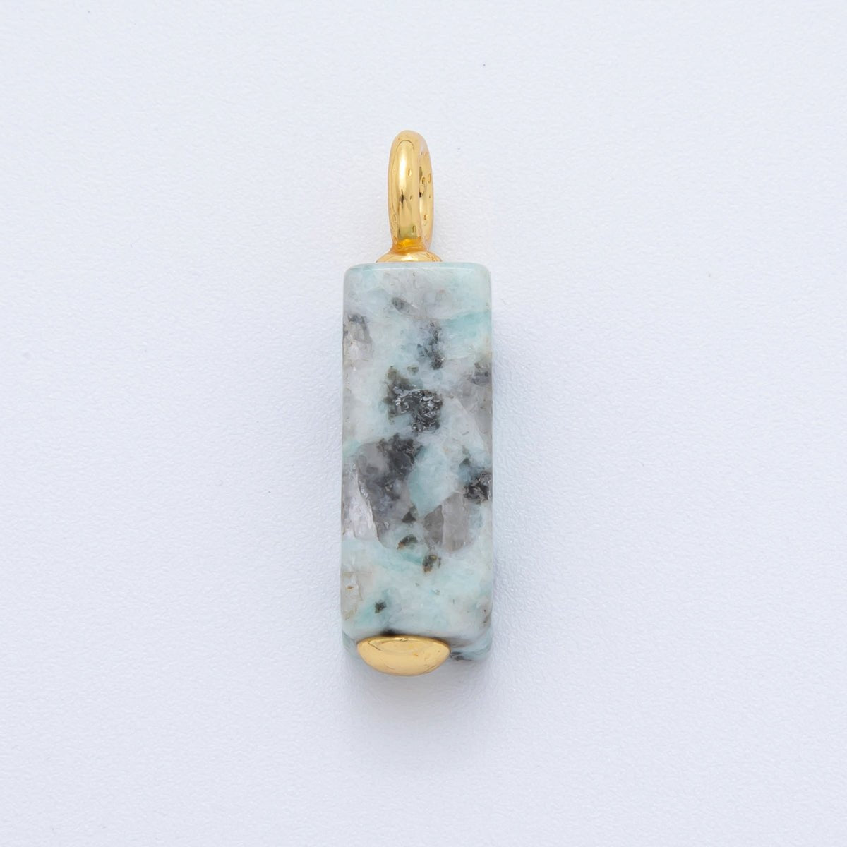 18K Gold Filled 30mm Natural Gemstone Rectangle Tube Charm | AF787 - AF790