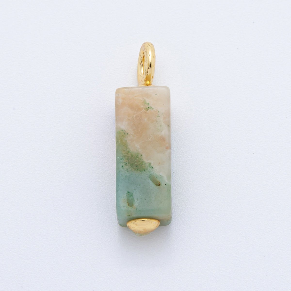 18K Gold Filled 30mm Natural Gemstone Rectangle Tube Charm | AF787 - AF790
