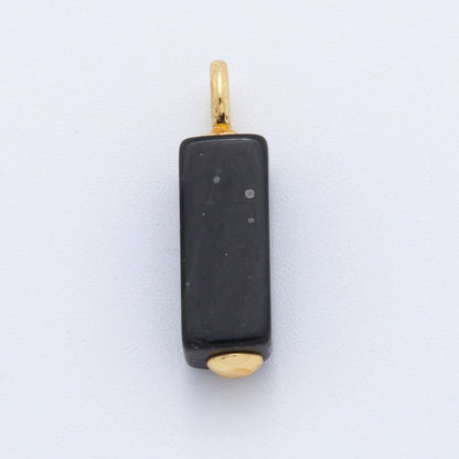 18K Gold Filled 30mm Natural Gemstone Rectangle Tube Charm | AF787 - AF790