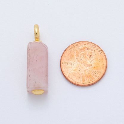 18K Gold Filled 30mm Natural Gemstone Rectangle Tube Charm | AF787 - AF790