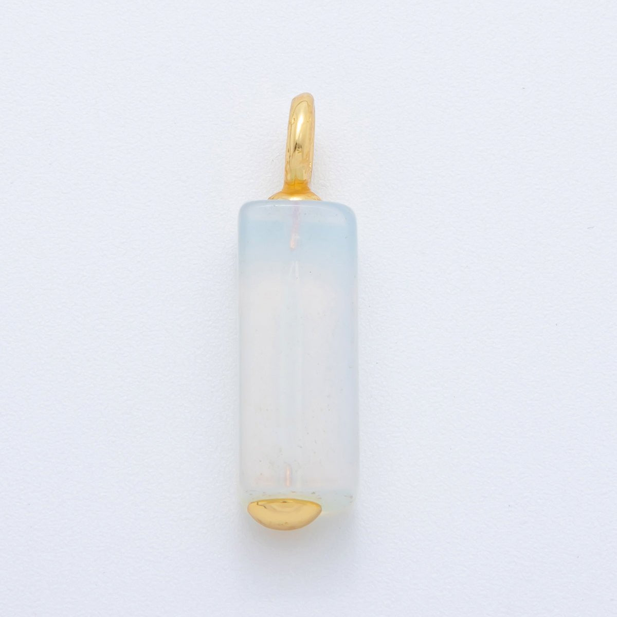 18K Gold Filled 30mm Natural Gemstone Rectangle Tube Charm | AF787 - AF790