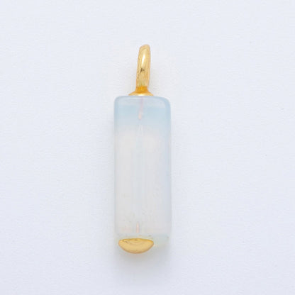 18K Gold Filled 30mm Natural Gemstone Rectangle Tube Charm | AF787 - AF790
