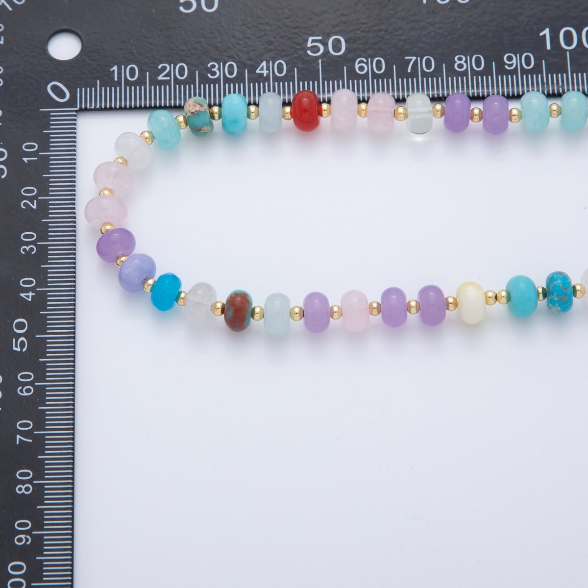 18K Gold Filled Natural Gemstone Rondelle Bead 17.6 Inch Gemstone Chain Necklace | WA-03305
