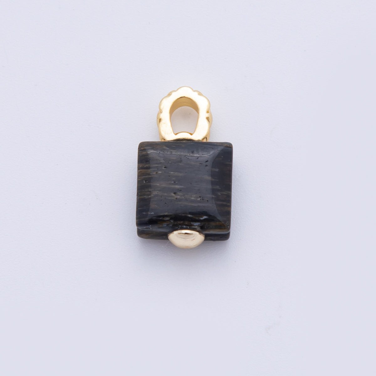 18K Gold Filled Natural Gemstone Square Quilted Drop Charm | AH819 - AH824