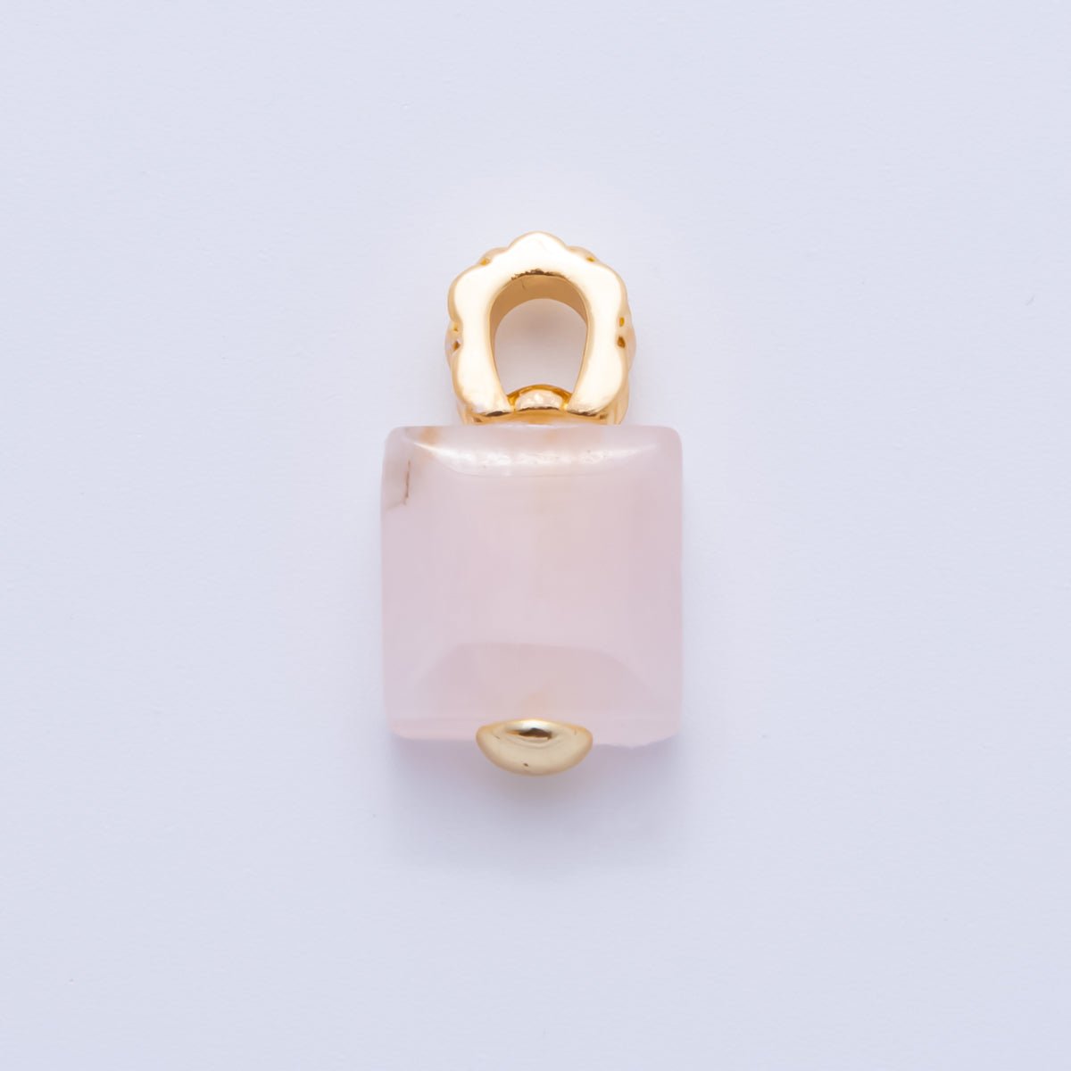 18K Gold Filled Natural Gemstone Square Quilted Drop Charm | AH819 - AH824