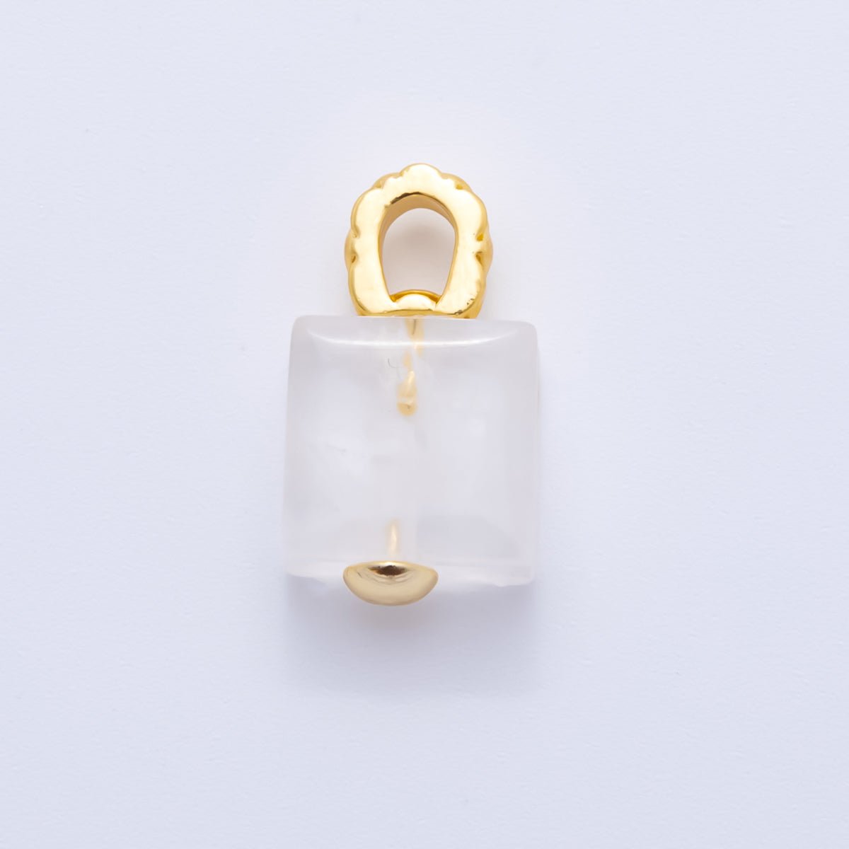 18K Gold Filled Natural Gemstone Square Quilted Drop Charm | AH819 - AH824