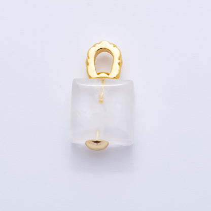 18K Gold Filled Natural Gemstone Square Quilted Drop Charm | AH819 - AH824