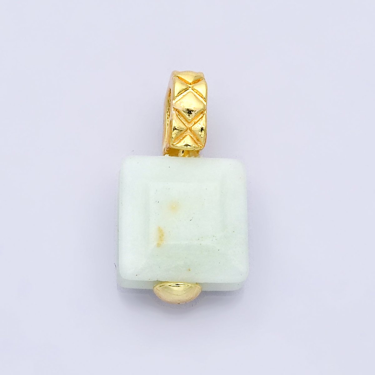 18K Gold Filled Natural Gemstone Square Quilted Drop Charm | AH819 - AH824