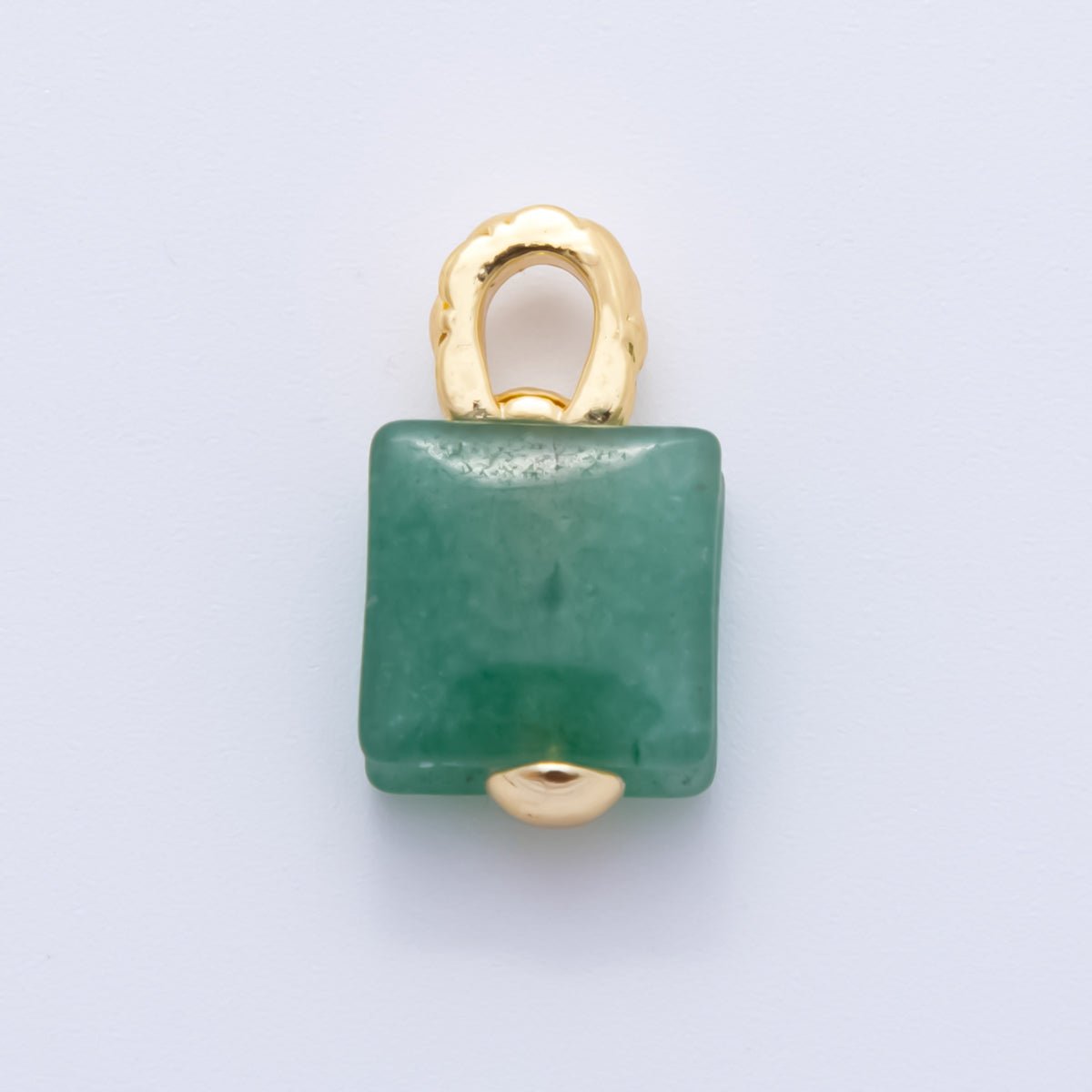 18K Gold Filled Natural Gemstone Square Quilted Drop Charm | AH819 - AH824