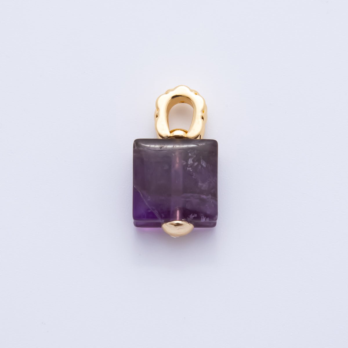 18K Gold Filled Natural Gemstone Square Quilted Drop Charm | AH819 - AH824