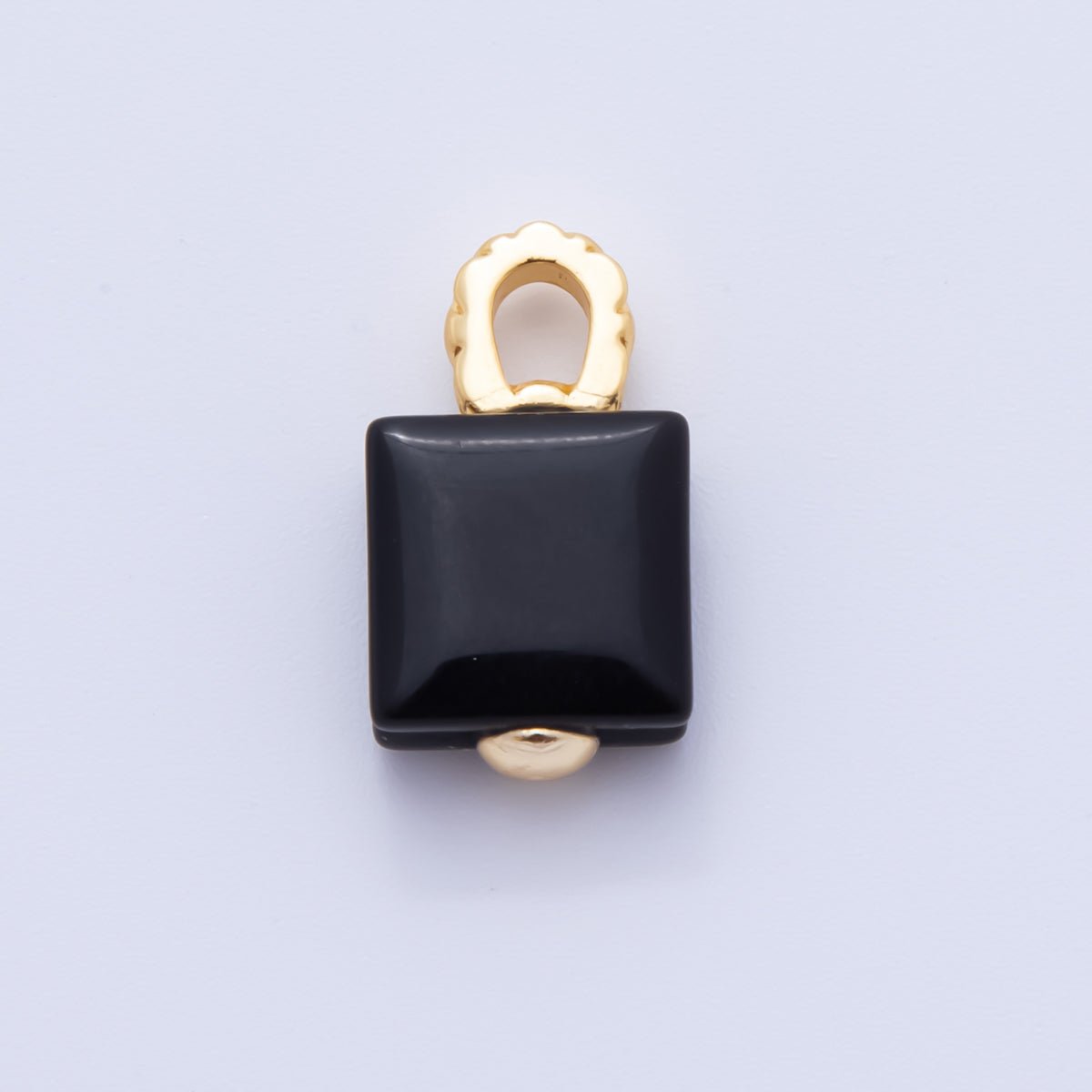 18K Gold Filled Natural Gemstone Square Quilted Drop Charm | AH819 - AH824