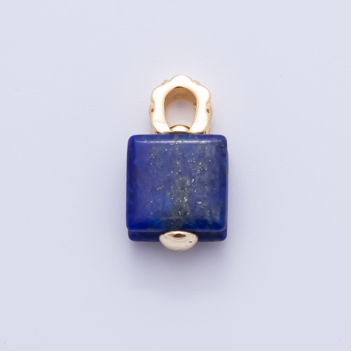 18K Gold Filled Natural Gemstone Square Quilted Drop Charm | AH819 - AH824