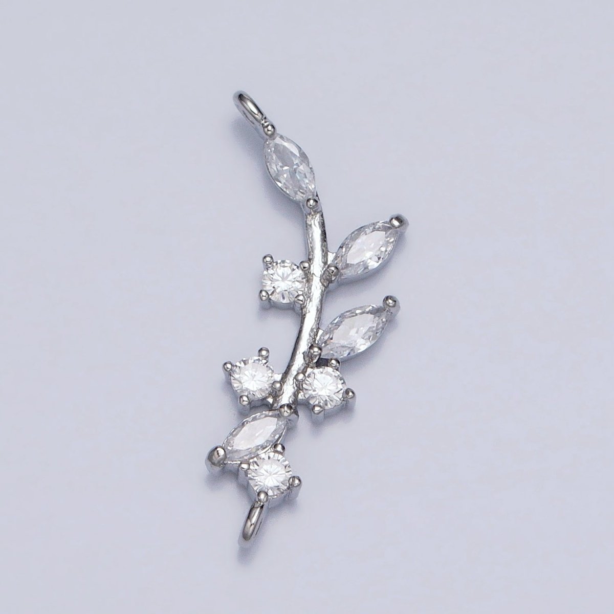 18K Gold Filled Nature Olive Leaf Marquise CZ Curved Connector in Gold &amp; Silver | Y-844