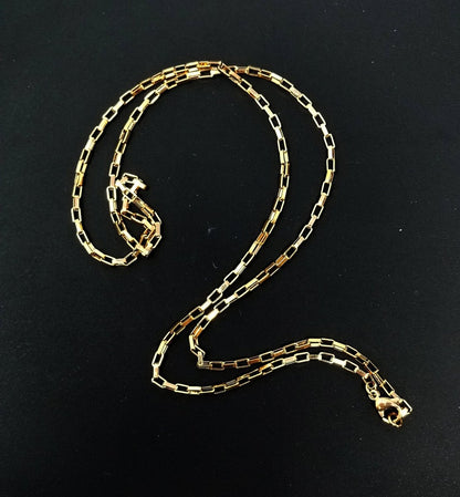 18K Gold Filled Necklace - Cable Necklace - Dainty Gold Cable Rolo Chain Layering Necklace 1mm 20 inch ready to wear chain w/ Lobster Clasp | CN-266