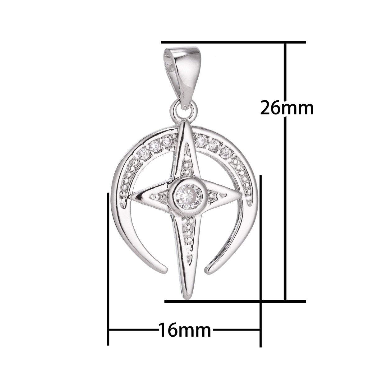 18K Gold Filled North Star of Bethlehem Minimalist Simple Cubic Zirconia Necklace Pendant Bracelet Earring Charm Bails for Jewelry Making H-913