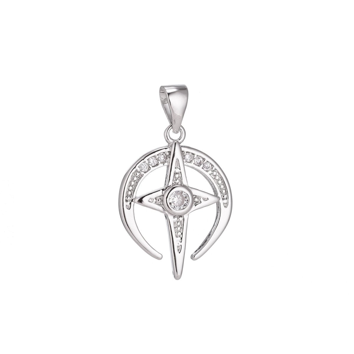 18K Gold Filled North Star of Bethlehem Minimalist Simple Cubic Zirconia Necklace Pendant Bracelet Earring Charm Bails for Jewelry Making H-913
