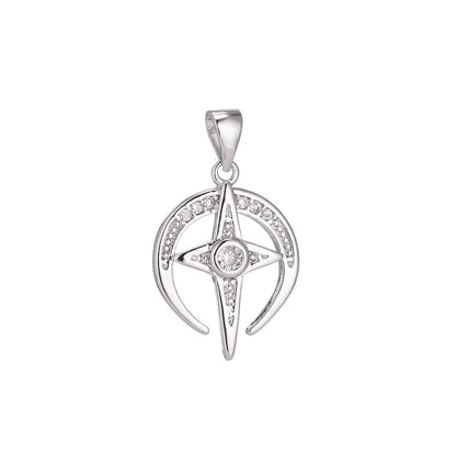 18K Gold Filled North Star of Bethlehem Minimalist Simple Cubic Zirconia Necklace Pendant Bracelet Earring Charm Bails for Jewelry Making H-913