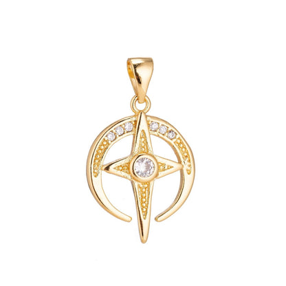 18K Gold Filled North Star of Bethlehem Minimalist Simple Cubic Zirconia Necklace Pendant Bracelet Earring Charm Bails for Jewelry Making H-913