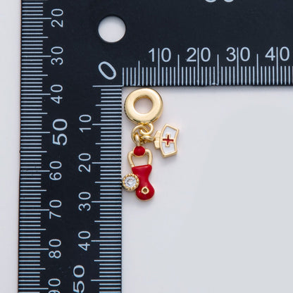 18K Gold Filled Nurse Stethoscope Rhondelle Drop Pendant | C272