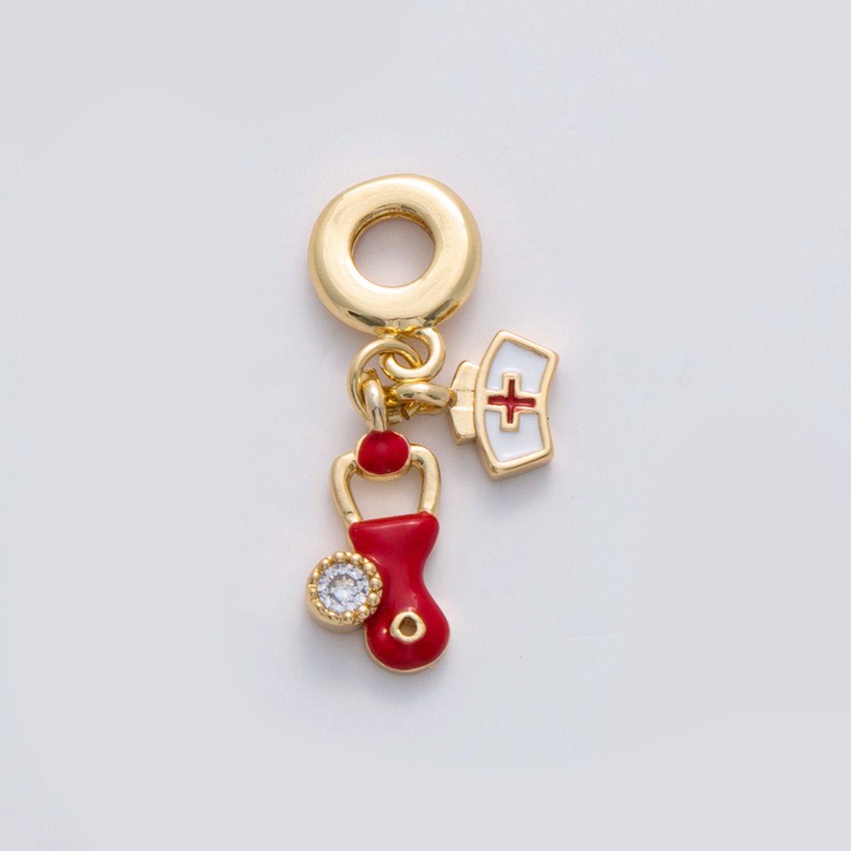 18K Gold Filled Nurse Stethoscope Rhondelle Drop Pendant | C272