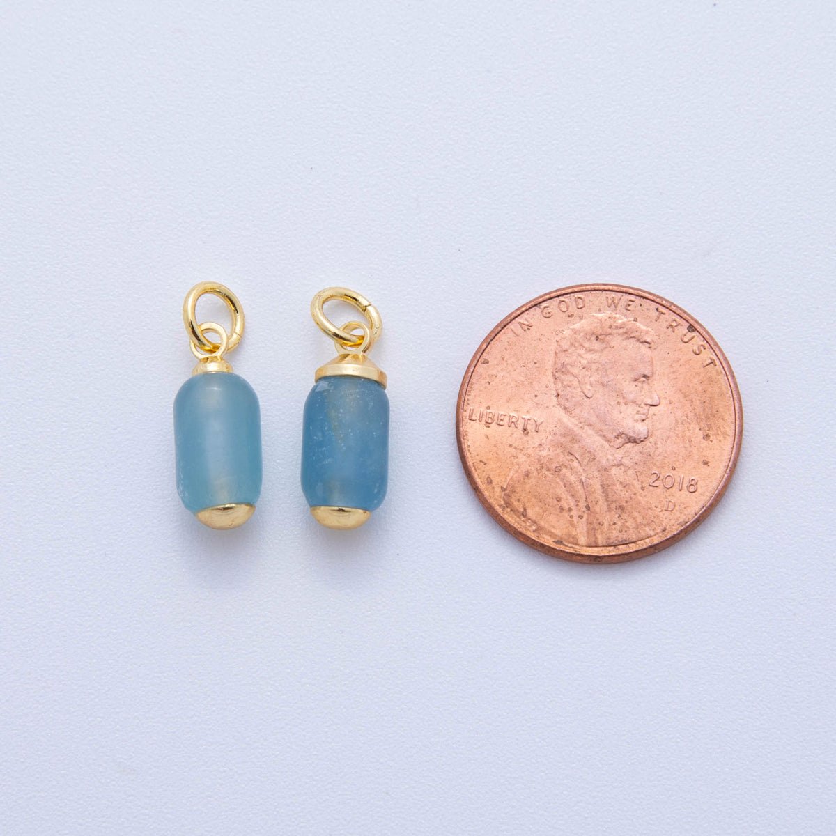 18K  Gold Filled Oblong Gemstone Mini Charm | AF394 - AF402